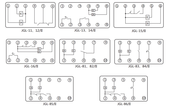 JGL-81/Ⅱ二相靜態(tài)反時(shí)限過(guò)流繼電器內(nèi)部端子外引接線圖 JGL-81/Ⅱ二相靜態(tài)反時(shí)限過(guò)流繼電器內(nèi)部端子外引接線圖