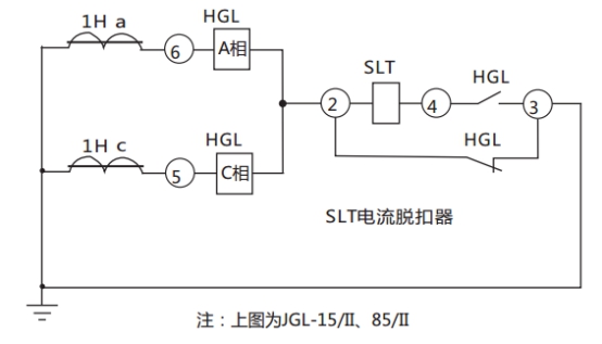 JGL-81/Ⅱ二相靜態(tài)反時(shí)限過(guò)流繼電器典型應(yīng)用接線圖 JGL-81/Ⅱ二相靜態(tài)反時(shí)限過(guò)流繼電器典型應(yīng)用接線圖